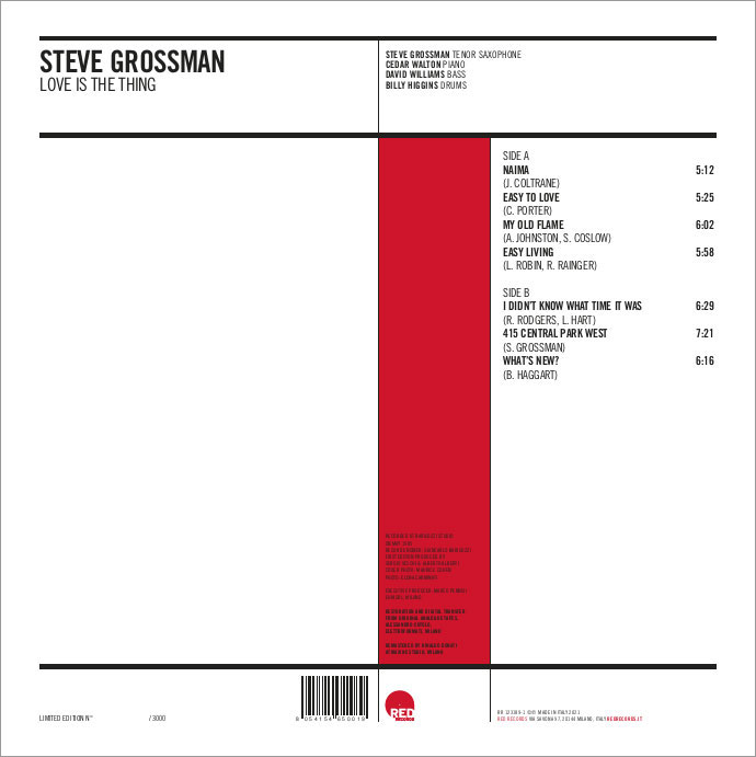 STEVE GROSSMAN - LOVE IS THE THING (VINILE)