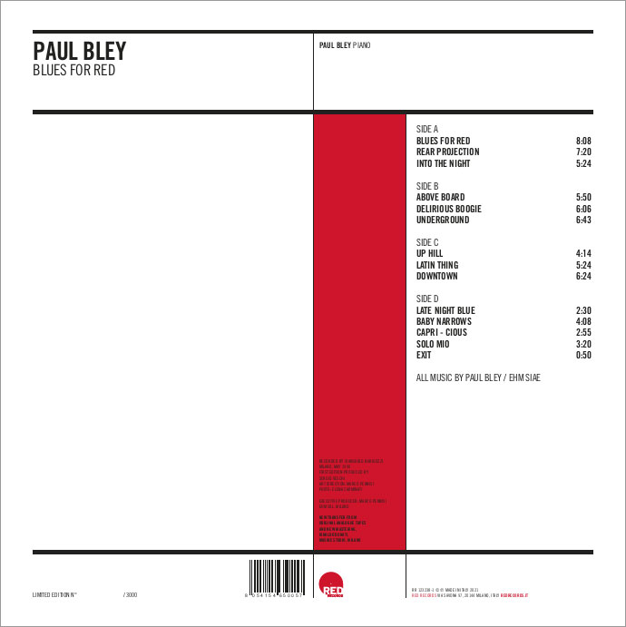 PAUL BLEY- BLUES FOR RED (DOPPIO VINILE)