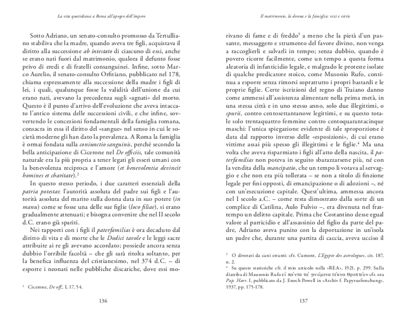 LA VITA QUOTIDIANA A ROMA ALL'APOGEO DELL'IMPERO